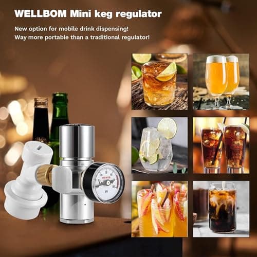 WELLBOM 0-60 PSI Mini Keg Regulator, Portable CO2 Charger Regulator — view 6