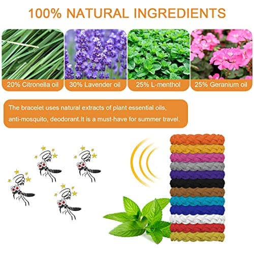 12PCS Mosquito Repellent Bracelet Jsdoin Insect Repellent Adjustable Leather Natural Insect Mosquito Bands Protection Insects up to 250 Hours Camping Accessories for Adults, Kids & Babies — view 2
