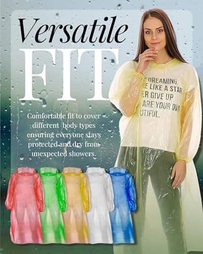 REDSTAR Coloured Disposable Rain Ponchos for Adults - Assorted Disposable Rain Poncho Adult Waterproof Pac a Mac Women and Men - Emergency Lightweight Pac a Mac for Travel and Festival Accessories — view 2