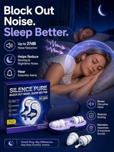 2Pairs Noise Cancelling Ear Plugs for Sleep, Soft Silicone 27dB Noise Reduction Earplugs for Sleeping, Lightweight & Washable, Snoring Blocking, Travel, Motorcycle, 2 Sizes Earplug with Ear Plug Case — view 4