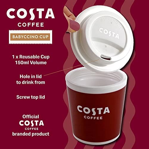 Kimm & Miller Costa Coffee Babyccino Kids Travel Mug - Small Reusable Plastic Coffee Cup with Lid (150ml) - Kids Mugs or Adults Espresso Travel Cup — view 2