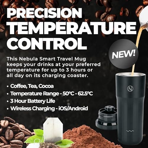 Nebula Smart Travel Mug | Temperature Controlled Flask | Black | 355ml — view 4