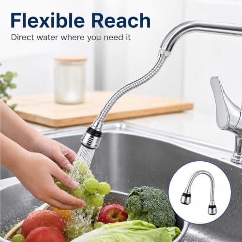 JWJDSAK 2 Pack Kitchen Tap Spray Head Set, 360° Swivel Tap Aerator with Universal Adapter, 2 Water Modes Splash Proof Faucet Extender for Kitchen Sink Bathroom Taps — view 5