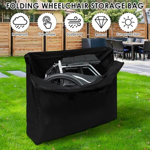 Oxford Cloth Rollator Travel Bag Foldable Wheelchair Storage Bag Dust proof Waterproof Walker Travel Bags With Reinforced Handle for Outdoor Trip(Small) — view 3