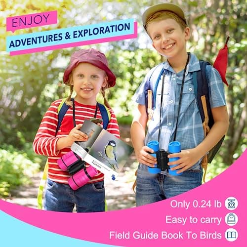 Girls Toys Age 3-9, Binoculars Kids Gifts for Girls Toys 3-9 Year Old Boy Girls Birthday Presents 3-7 Year Old Girl Gifts Educational Learning/Hunting Hiking/Birthday Pink — view 2