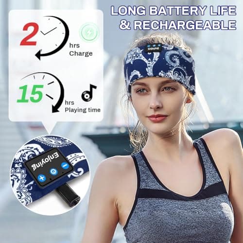 Flintronic Sleep Headphones, Headband Sports Headphones, Bluetooth Wireless Sleep Earphone with Ultra-Thin HD Stereo Speakers, Suitable for Sports/Side Sleep/Yoga/Fitness/Relaxation — view 4