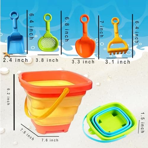 Collapsible Beach Toys,Foldable Sand Bucket and Spade Beach Set For Kids — view 3
