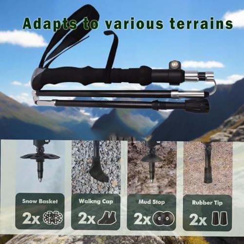 Ultralight Carbon Fibre Trekking Poles Set of 2, Lightweight Collapsible Hiking Poles with Quick Lock System – Only 200g per Pole for Backpacking & Camping — view 5
