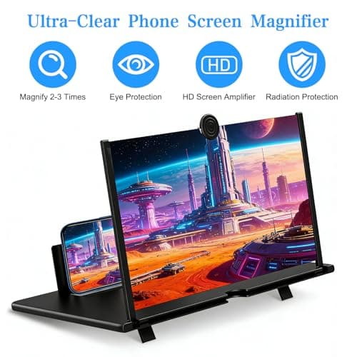 12 Inch Phone Screen Magnifier, HD Foldable Portable Screen Amplifier with Stand – 3X Magnification for Movies & Gaming, Universal Smartphone Viewer for Travel, No Battery Needed, Gift for Men Dad — view 3