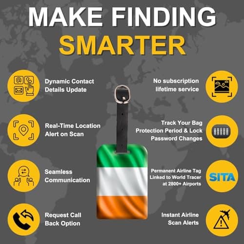 [Pack 2] tag8 Ireland Flag Smart Luggage tag |Trendy Luggage tag ID Identification | Suitcase Tag | Fashionable Digital Name tag | Airline Compliant, SITA World Tracer Code Enabled | Gift idea — view 4