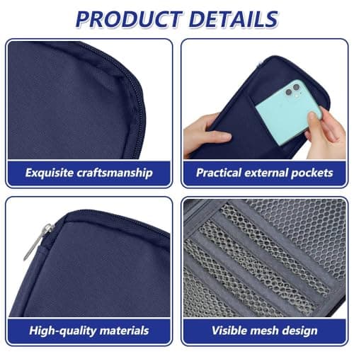 Passport Travel Document Holder, Waterproof Passport Holder (Navy Blue) — view 4