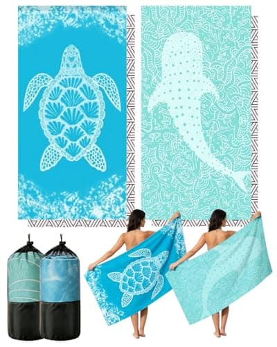 Evoplor 2 Pack Microfibre Beach Towels for Adults Extra Large 200 × 90 cm, Quick Dry Sand Free Beach Towel with Mesh Bag, Lightweight Travel Towels for Holiday, Pool