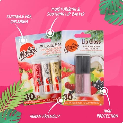 Malibu Sun SPF 30 Lip Balm Sunscreen Multipack, Watermelon, Mint and Vanilla, High Protection SPF Lip Balm for Dry Lips, 3 x 5g — view 3