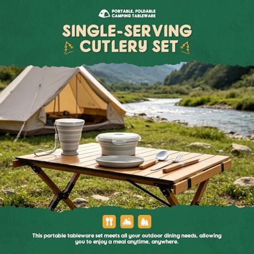 IONEKIUK 6 in 1 Foldable Camping Mess Kit Camping Cutlery Set for 1 — view 5