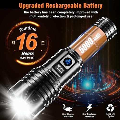 Shadowhawk Torches LED Super Bright Rechargeable, 500000 LM Tactical Torch — view 4