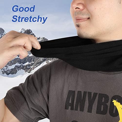 Hicarer 4 Pieces Winter Fleece Neck Warmer Snoods for Men Women Gaiter Thick Thermal Windproof Ski Neck Scarf Balaclava(Black) — view 4