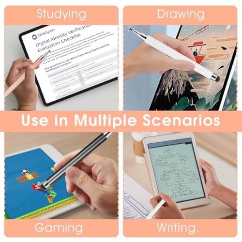Oruola 3 Pack Tablet Stylus,2 in 1 Stylus Pens for Touch Screens,High Sensitivity Touch Screen Pen for Android,Tablets,Smartphones (Black,White,Rose Gold) — view 5