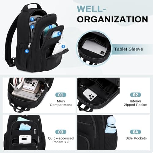 QIXIHU Mini Backpack for Women, Small Backpack for Ladies Bookbag Purse for Women with Handy Wallet and Luggage Strap, Black — view 4