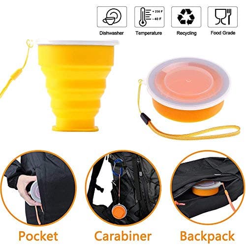 Collapsible Travel Cup, 6 Piece Collapsible Silicone Cup with Lid, Expandable Drinking Glasses Set, Reusable Cup, Suitable for Camping and Hiking — view 5
