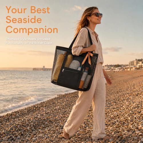 Dveezull Mesh Beach Bag, Beach Tote Summer Casual Personalised Shoulder Bag — view 3