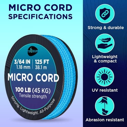 TECEUM Micro Paracord Rope – Thin Braided Cord for Crafting, DIY, Camping — view 4