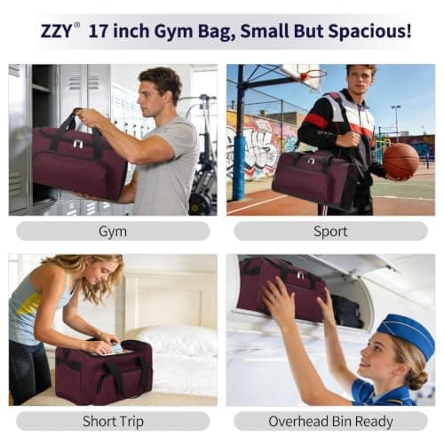 ZZY 25L Small Gym Duffle Bag, 17 inch, Maroon — view 6