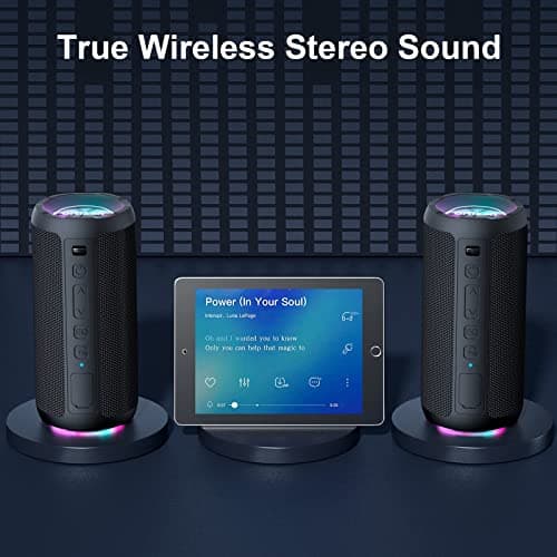 Ortizan Bluetooth Speaker, Portable Wireless Bluetooth Speakers With Led Light, Louder Volume & Enhanced Bass, IPX7 Waterproof, 30H Playtime, Durable Loud Outdoor Speaker for Travel, Sport — view 3
