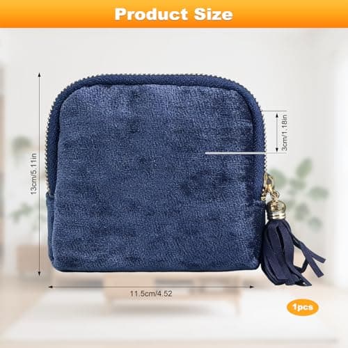 Velvet Jewelry Pouch with Zipper, Necklace Bracelets Ring Organizer — view 2