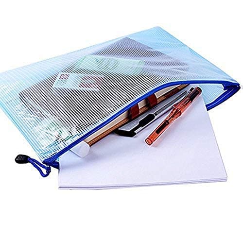 HOMEJIA 10Pcs A4 Size Durable Plastic Zip Wallets Folders Waterproof Mesh Document Bags School Stationery Organizer for Travel Packing — view 6