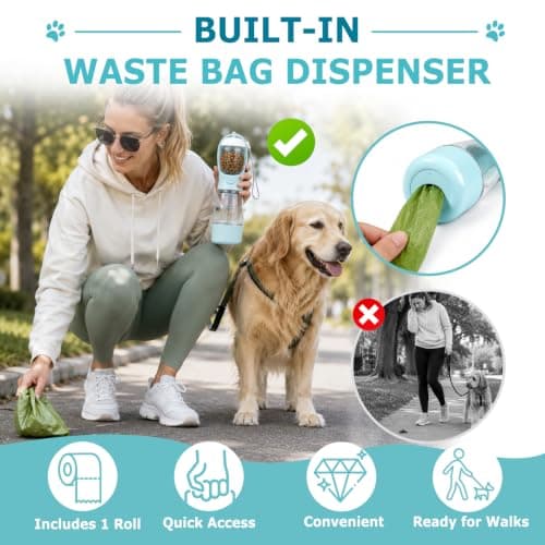 Wosyoodo 4 in 1 Portable Dog Water Bottle for Walking, Leakproof Design — view 6