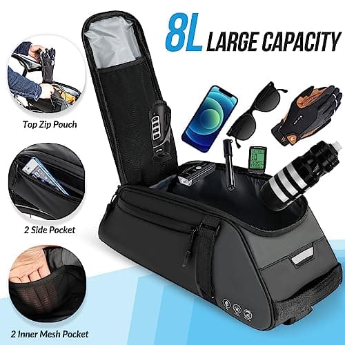 Eyein Bike Rear Rack Bag, 8L Waterproof Reflective Bicycle Trunk Bag — view 5