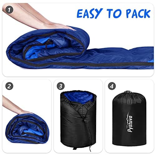 Pystuvo Sleeping Bag for Adults,4 Season Sleeping Bag,Lightweight,Waterproof Indoor & Outdoor Use,Navy Blue+Blue — view 6