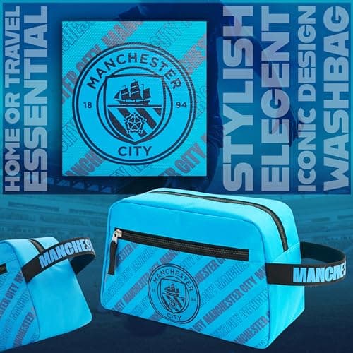 Manchester City F.C. Toiletry Bags for Men, Hanging Wash Bag with Zipped Pocket - Man City Gifts — view 3