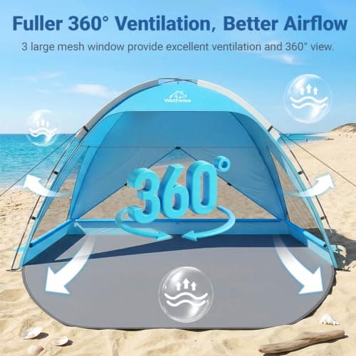 Wolfwise Beach Tent Sun Shelter, Large 3-4 Person Shade UV Protection — view 5