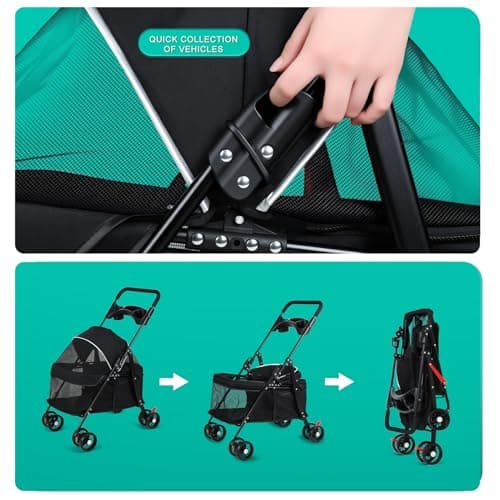 Small Dog Stroller, Folding Pet Gear Stroller with Breathable Mesh — view 6