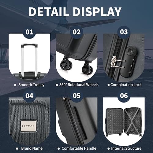 FLYMAX 29" Large Suitcase 4 Wheel Lightweight Luggage Hard Shell Travel Case Hold Check in Fits 23kg - 27kg + 3 Digit Lock Suitcase Large + Telescopic Handle 103 Litre Capacity — view 4