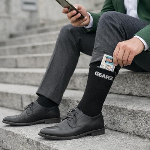 GEARZ - Men's Anti-Pickpocket Travel Socks 2 Hidden Zip Pockets size 39-42 — view 2