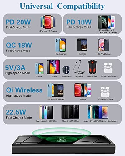 Wireless Portable Charger, Ultra Slim PD20W USB C Fast Charging 10000mAh Power Bank LED Display, External Battery Pack, Travel Essential Phone Powerbank for iPhone 17 16 Samsung S25 Google etc (black) — view 5