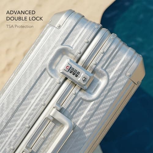 LUGG Solo Explorer 20 Inch Cabin Suitcase with Protection Cover - Alluminium Hard Frame Trolley, 37L Lightweight Travel Luggage, 360° Spinner Wheels, TSA Lock, Scratch & Water Resistant (55x38x22cm) — view 5