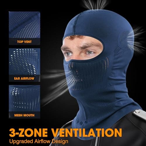 WTACTFUL Balaclava Face Ski Mask for Men Women, Breathable Thermal Warm Full Face Cover Mask Helmet Liner for Motorbike Motorcycle Cycling Skiing Snowboarding Summer Winter Blue — view 2