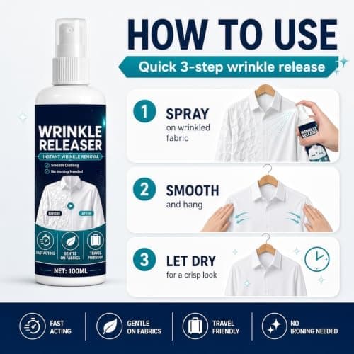 Instant Wrinkle Releaser Spray & No Iron Fabric Smoothing Spray for Clothes — view 5