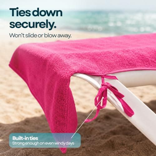 ITSA Terry Towelling Beach Towel with Pockets & Handles | 100% Cotton Foldable Sun Lounger Cover | Carry Bag | Secure Storage Beach Towel (Coral Pink) — view 4