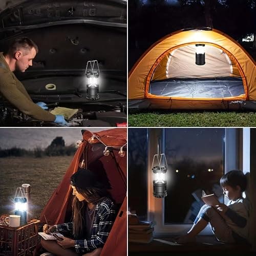 2 Pack Collapsible Outdoor LED Camping Lantern, Portable Battery Powered Light, Pop Up Lantern, Emergency Torch with Foldable Handle for Hurricane Power Cut Camping Hiking Garden Shed Car & Home — view 4