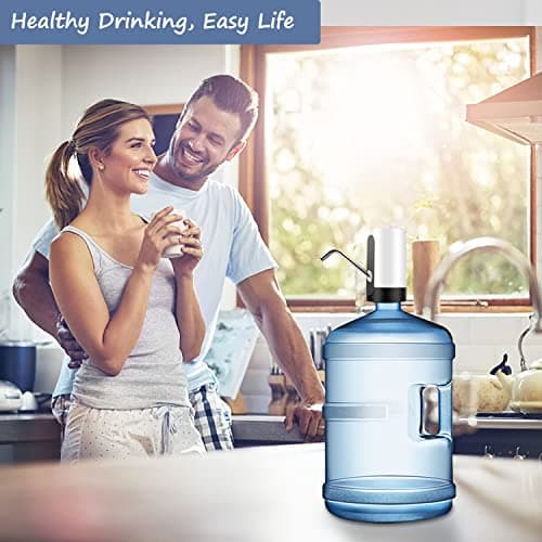 Electric Water Bottle Pump, USB Charging Automatic Drinking Water Dispenser, 30 Days Battery Life, Portable Water Bottle Switch for Universal 2-5 Gallon Bottle, For Home, Office, Travel, Camping,White — view 2