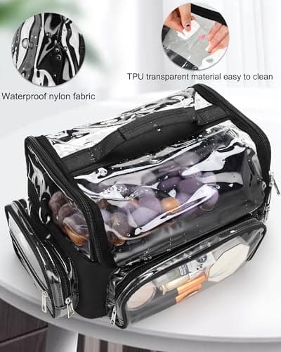 Relavel Makeup Brush Case, Extra Large Makeup Brush Bag XL Professional Makeup Artist Must Haves Travel Case with Stand Up Brush Slots Cosmetic Organizer Bag with Adjustable Strap — view 4