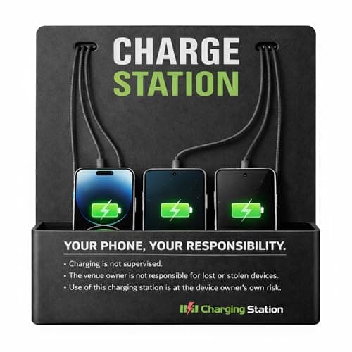 Commercial Wall Mounted Cell Phone Charging Station with 6 Charging Cables — view 6