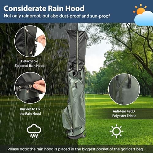 SPOTRAVEL Golf Stand Bag, Lightweight Golf Clubs Storage Bags with Adjustable Dual-Strap, 4-Way Top Divider & Foldable Bracket, Waterproof Golf Trolley Bag for Adults (Olive Green) — view 4