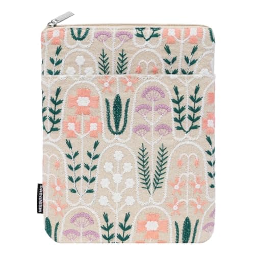 Dadanism 6-7 Inch Embroidered Flower Padded Sleeve for eReader,Beige Plants