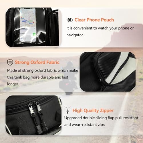 Dracarys Magnetic Motorcycle Tank Bag - Strong Magnetic Waterproof Oxford Black Motorbike Bag - Travel Outdoor Sport Luggage - Universal for Most of Motorcycle — view 5