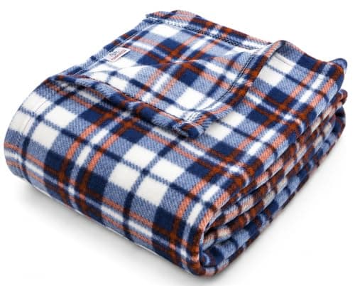 Adore Home 120x150cm Single Tartan Check Polar Fleece Throw Blanket Blue